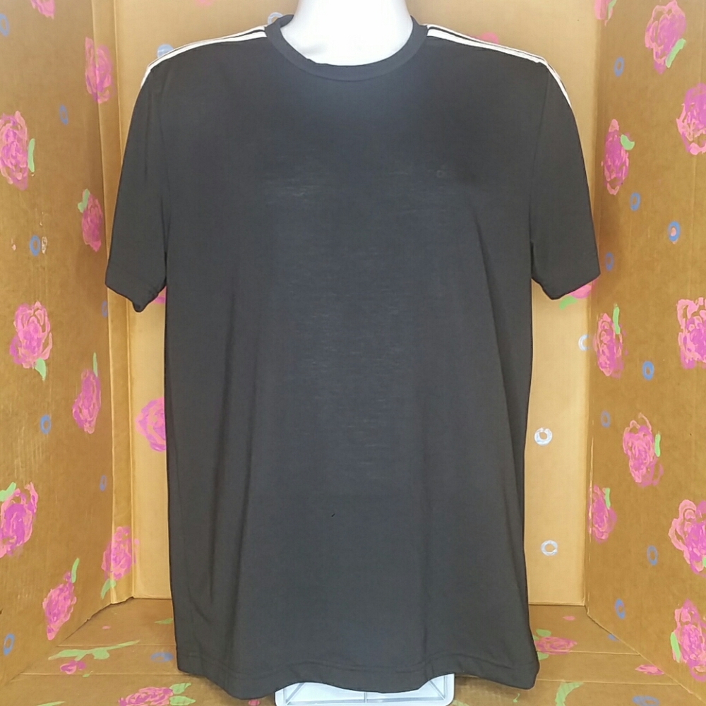 Adidas Climate Black Shirt with White Stripes L - Picture 2 of 8